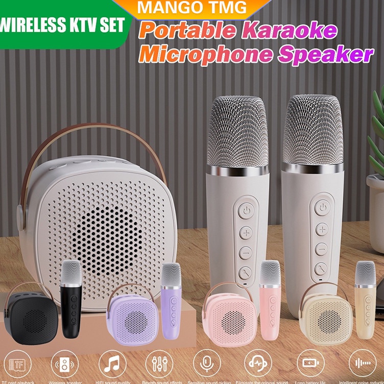 Speaker Mini Bluetooth 2 Mic 1 Karaoke Bluetooth 53 Set Mini Full Bass Portable Wireless Dapat Terhu