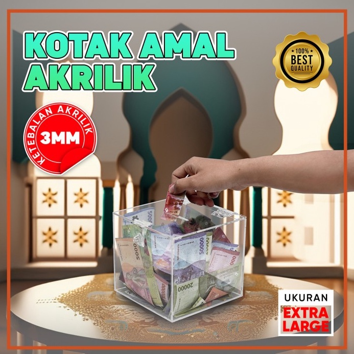 

NEW PROMO Kotak Amal Saran Akrilik Ukuran Besar 3x3x3 Rangkai Sendiri