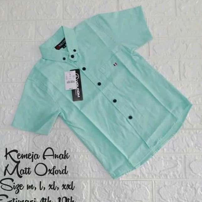 Terlaris KEMEJA ANAK PRIA LENGAN PENDEK MURMER WARNA HIJAU MINT  S