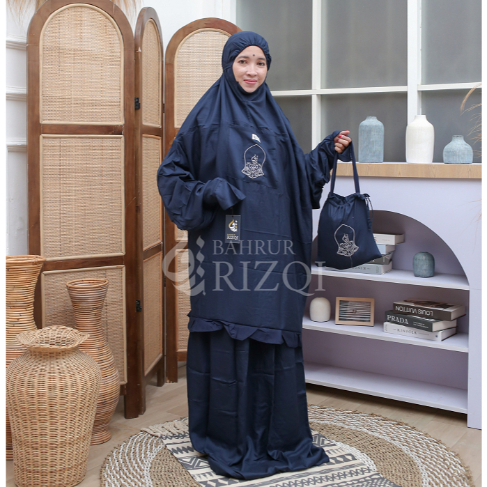 𝐁𝐚𝐡𝐫𝐮𝐫 𝐑𝐢𝐳𝐪𝐢 Mukena Hadramaut Terompah Polos Atas Bawah Rayon Premium