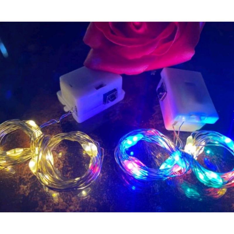 Lampu Tumblr Hias Warna Warni Rainbow dengan switch control 10 meter batre AA