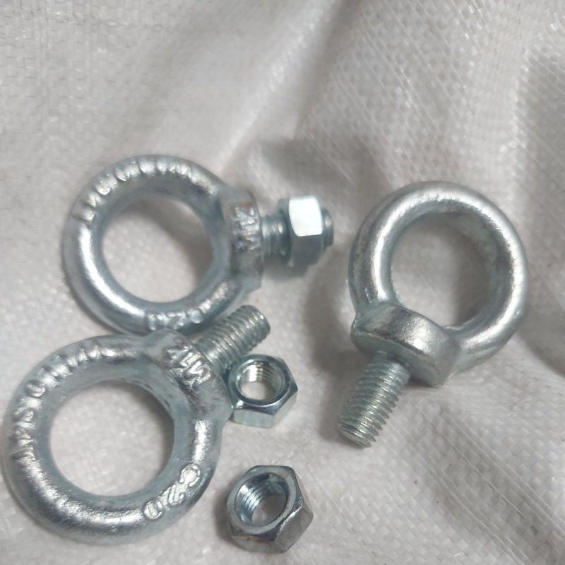 Lifting Eye Bolt M12 kekuatan 400 kg Gantungan Elektromotor Gantungan Baut M12 + Mur