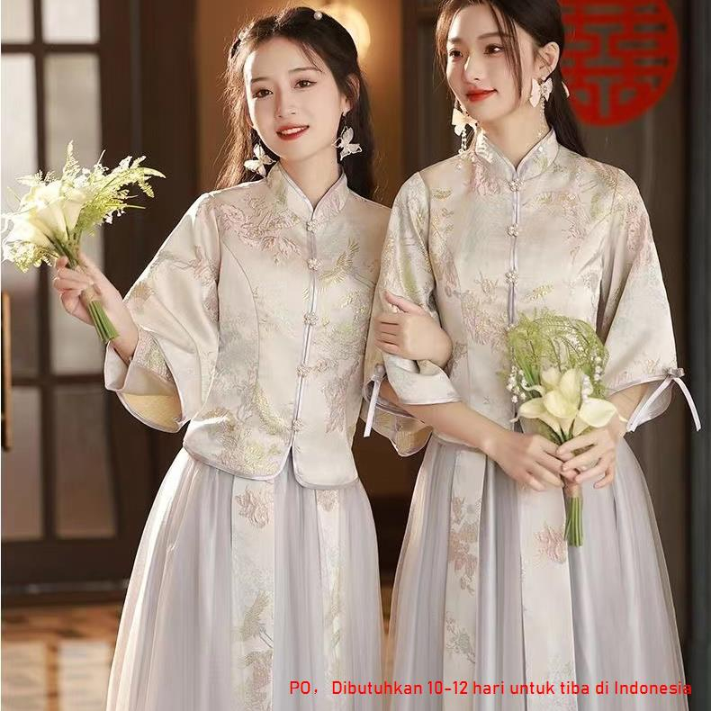 Bridesmaid dress Chinese style dress Chinese style cheongsam sisters group bridesmaid dress