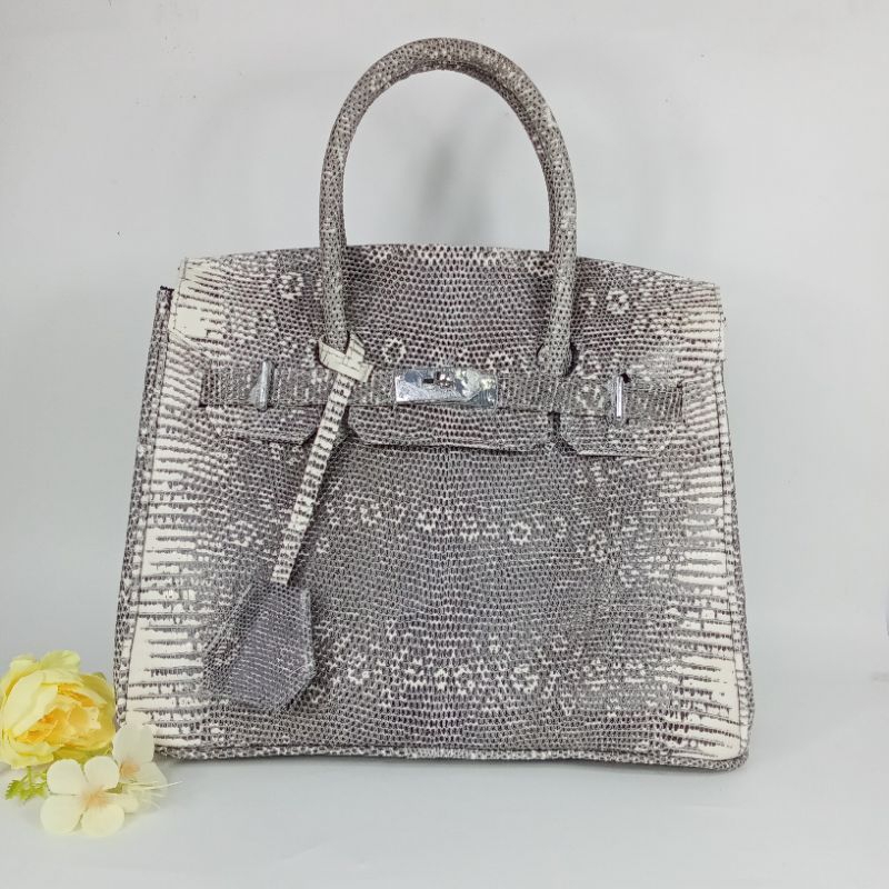 Tas Kulit Reptil Asli Top Handle Bag Tas Kulit Biawak Tas Kulit Wanita