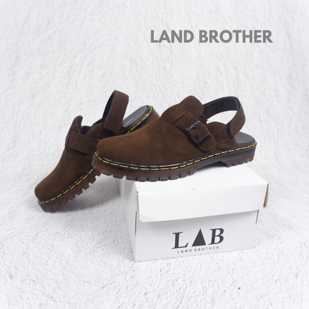 sepatu sandal pria-tali belakang sol karet Land Brother
