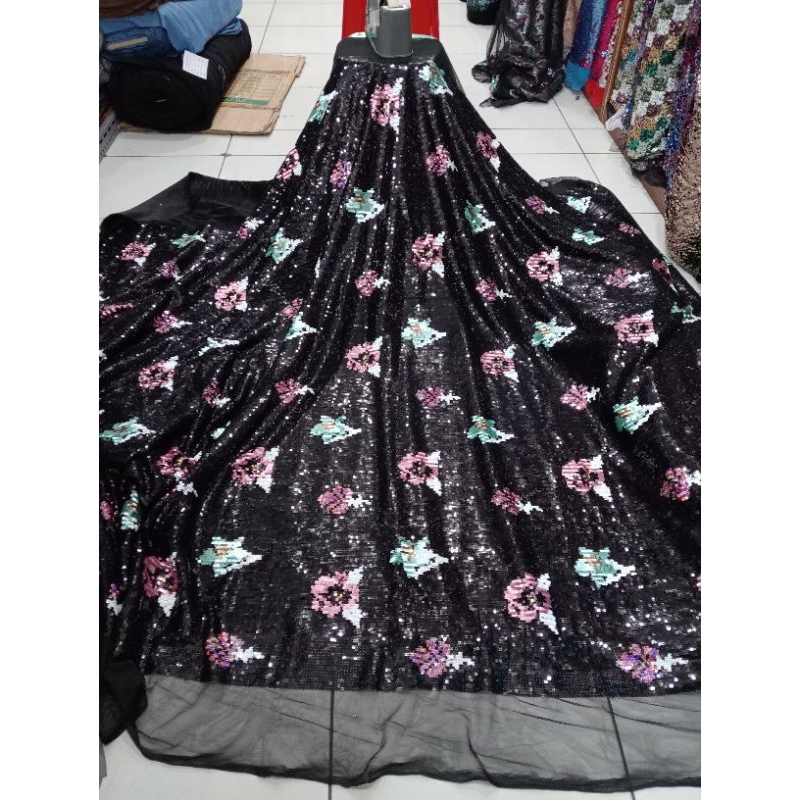 Bahan/Kain tile squin abstrak squin Payet abstrak