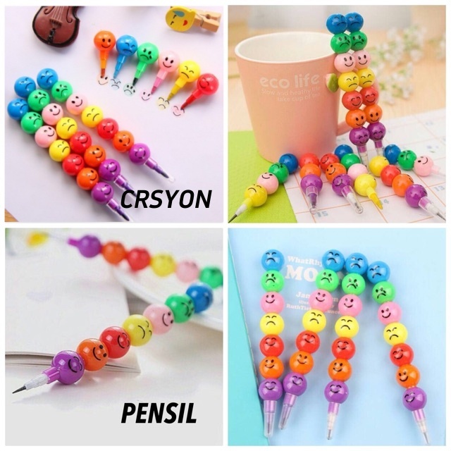 

7pcs/Set Creative Sweet Smile Pensil Untuk Pensil Bongkar Pensil Warna Rainbow 1 Set Isi 7 Warna