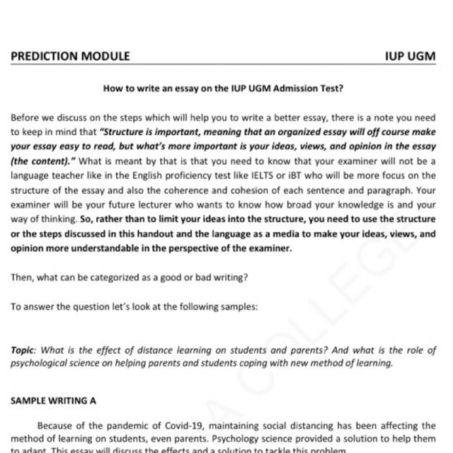 

KUMPULAN SOAL IUP UGM E.B.O.O.K LENGKAP SAMPAI INTERVIEW WRITING DLL