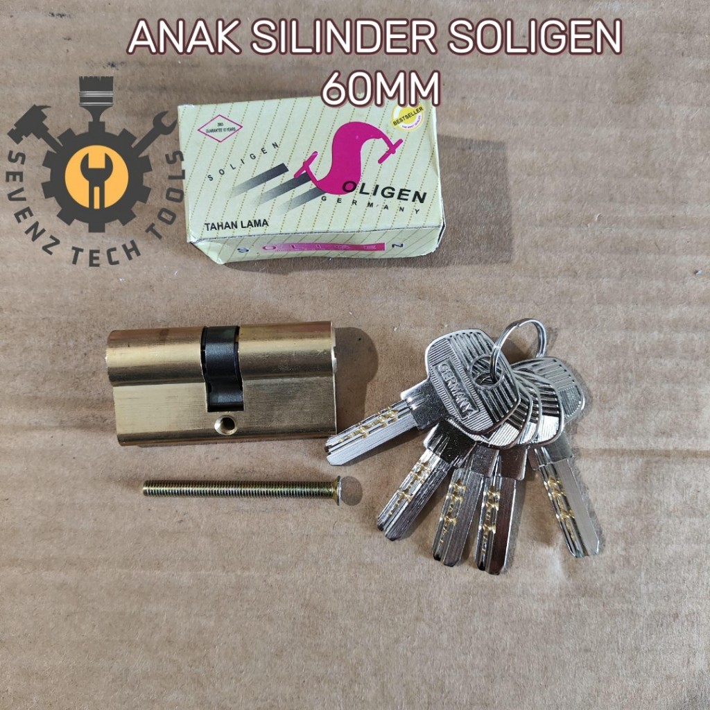 SILINDER KUNCI PINTU SOLIGEN 60MM KUNINGAN BESAR SILINDER/CYLINDER/ISI KUNCI KOMPUTER 60MM BESAR