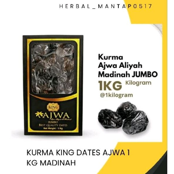 

kurma Ajwa King Dates 1 Kg Asli I Kurma Nabi Super Asli Madinah