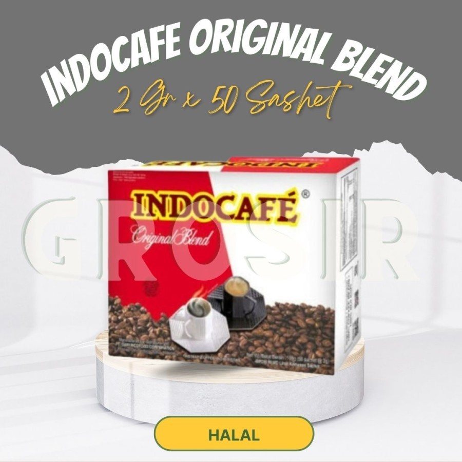 

Kopi Kemasan / Indocafe Original Blend 2 Gr x 50 Sashet / Halal