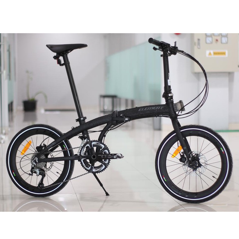 sepeda lipat element ecosmo Z10 flat bar 10 speed 20 inch black coral BONUS LUCE BAG