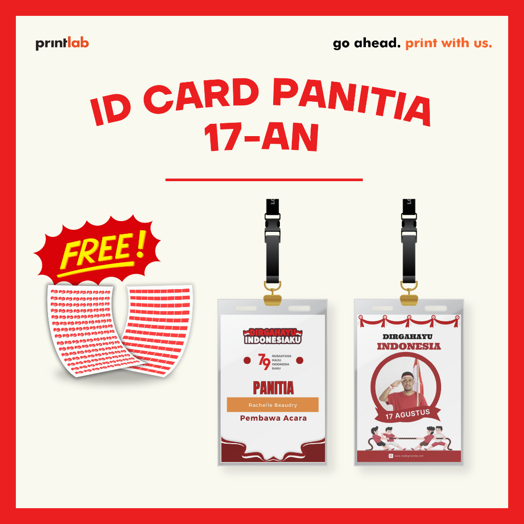 ID CARD ACARA PANITIA FREE DESIGN -  ID CARD PANITIA 17 AGUSTUS - CUSTOM NAME TAG SET PANITIA - ID C