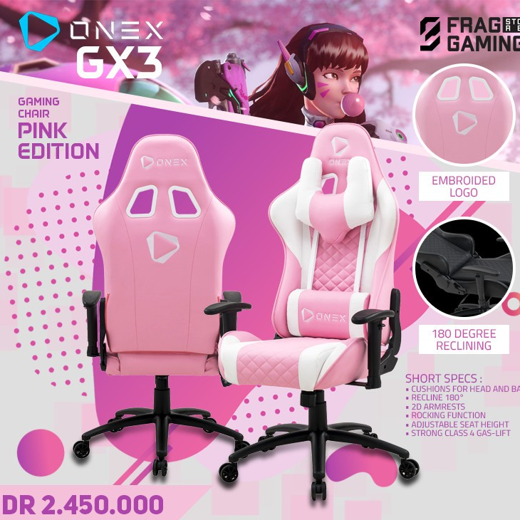 ONEX GX3 / GX 3 / GX-3 Pink Premium Quality Gaming Chair Kursi Gaming