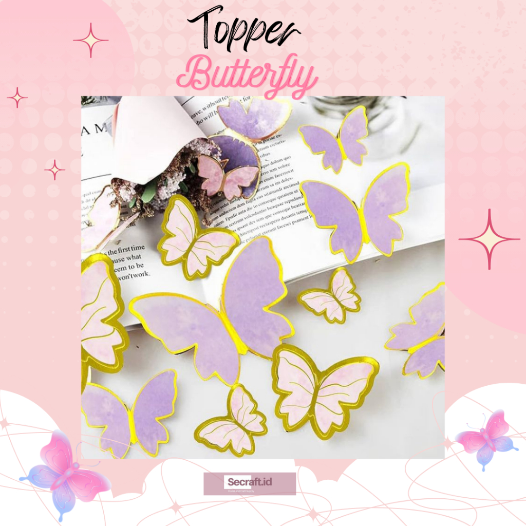 

[ 10 PCS / SET ] TOPPER BUTTERFLY / KUPU KUPU HIASAN BUKET BUNGA