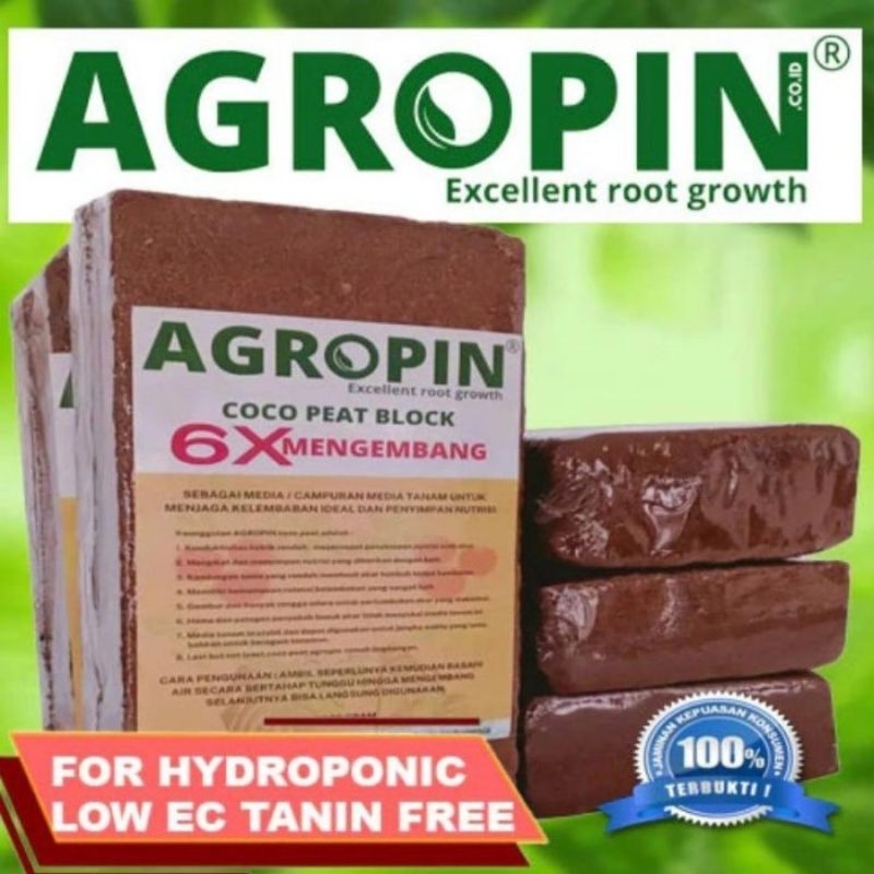 Media Tanam Coco Peat Block 1kg Cocopeat Premium LOW EC Agropin Super Expandable