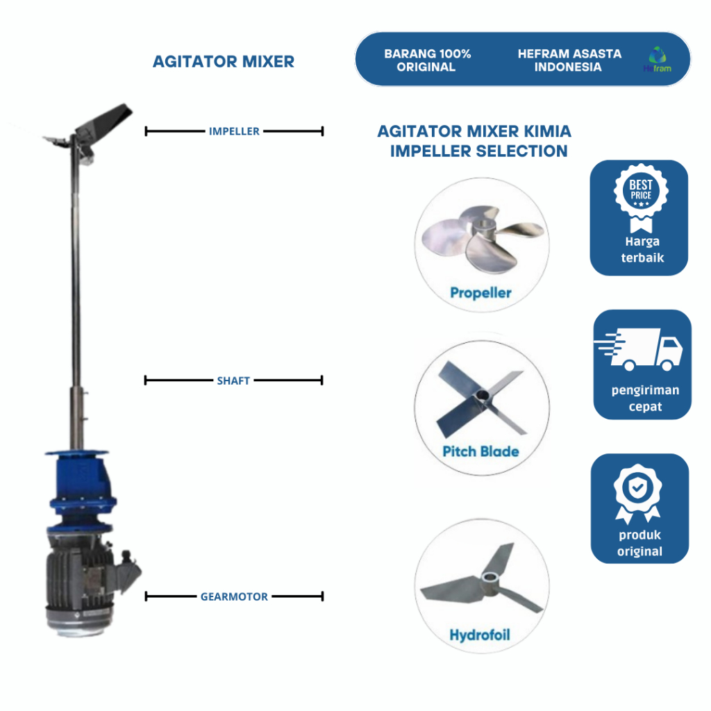 Mixer Agitator Kimia Chemical Mixer Agitator 0,75HP 550Watt 220V