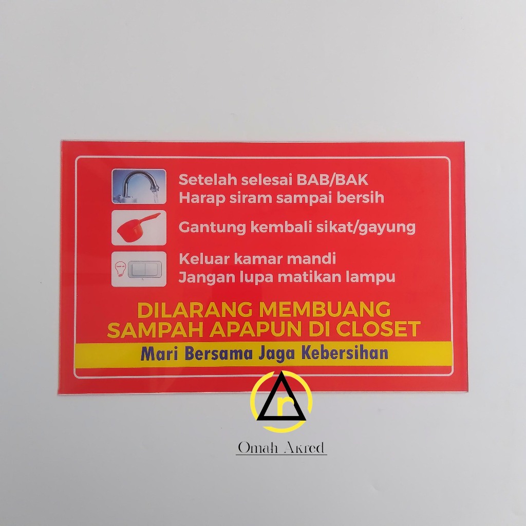 

Akrilik Kerapian Toilet - Akrilik Kebersihan Toilet - Jangan Membuang Sapah di Toilet