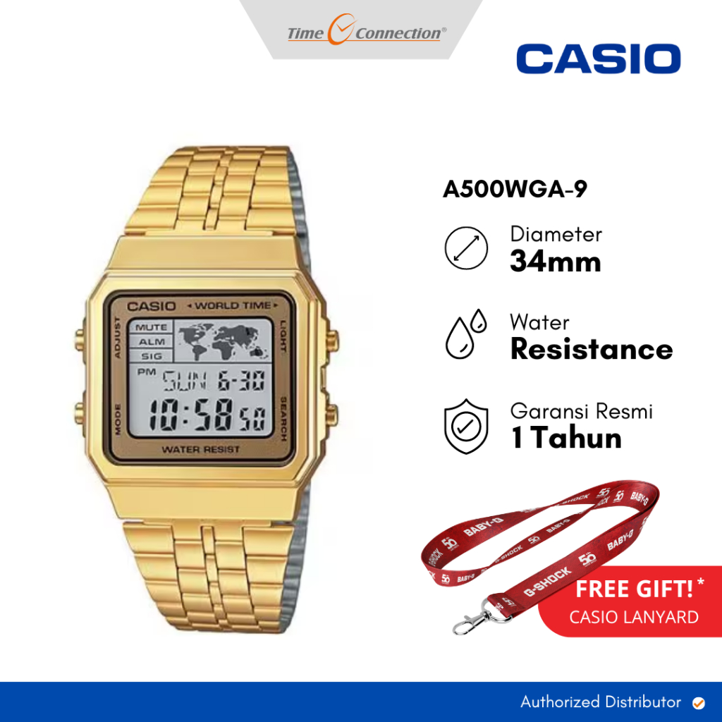 Casio A500WGA-9 Stainless Steel Original / Jam Tangan Pria Digital Rantai