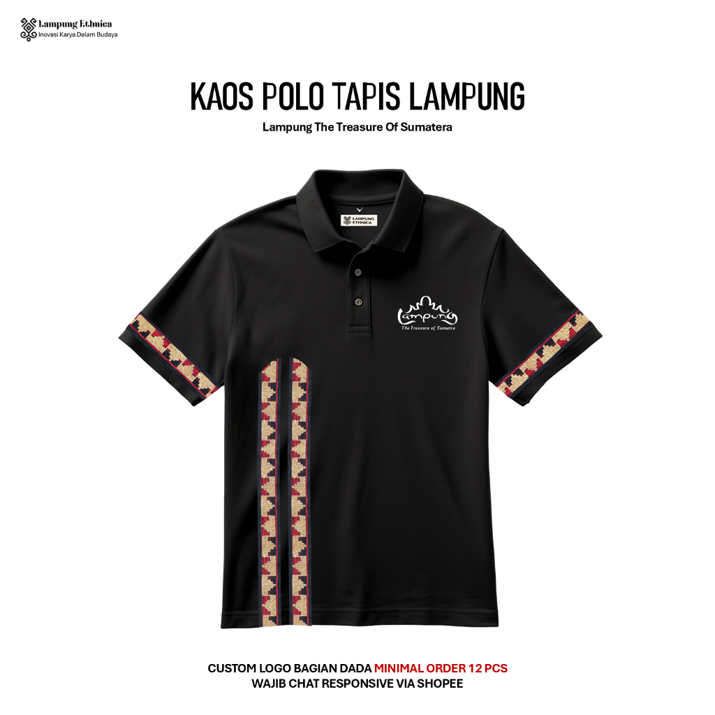Lampung Ethnica Official -  KAOS POLO TAPIS LAMPUNG ASLI - KAOS TAPIS LAMPUNG - KAOS KERAH TAPIS LAM