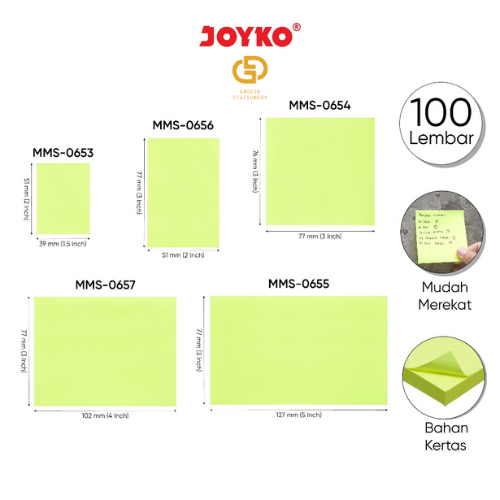 

Memo Stick Kertas Memo Tempel Sticky Note Joyko Bright Color