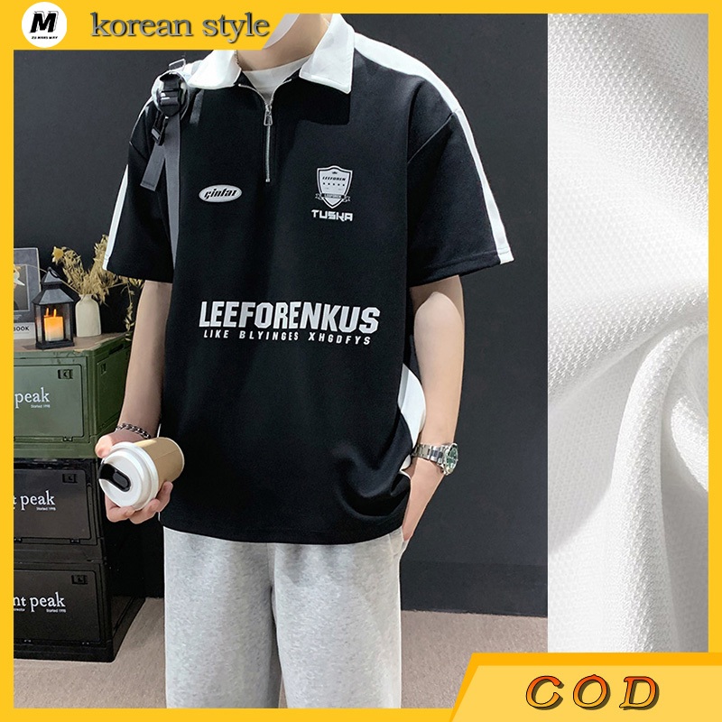 GXM hem pria lengan pendek kaos lengan pendek Clothing Oversized Rugby Shirt baju santai kaos polos 