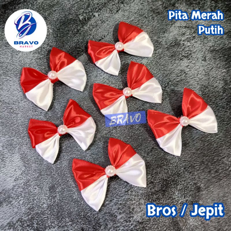 Pita merah putih | bros merah putih | jepit rambut merah putih