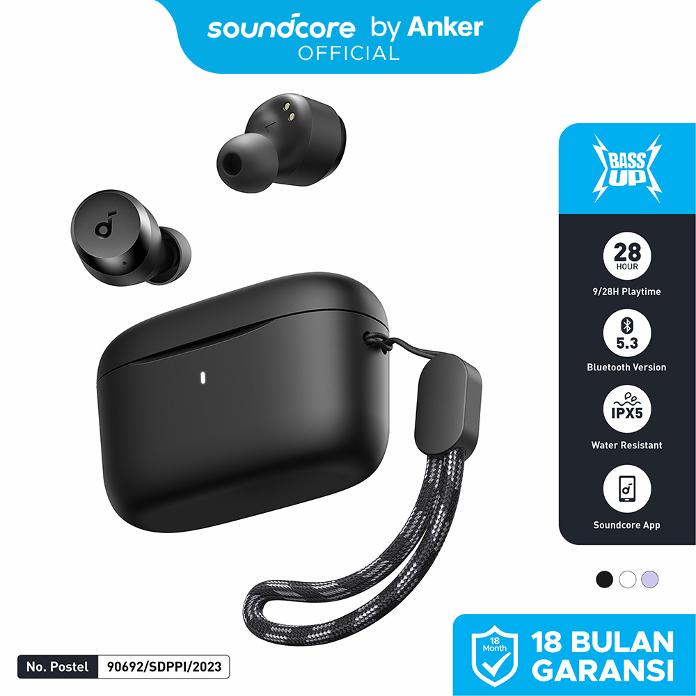 Anker A3948 Soundcore A20i - Earbuds In-Ear Wireless Hitam dengan Baterai 28 Jam dan IPX5