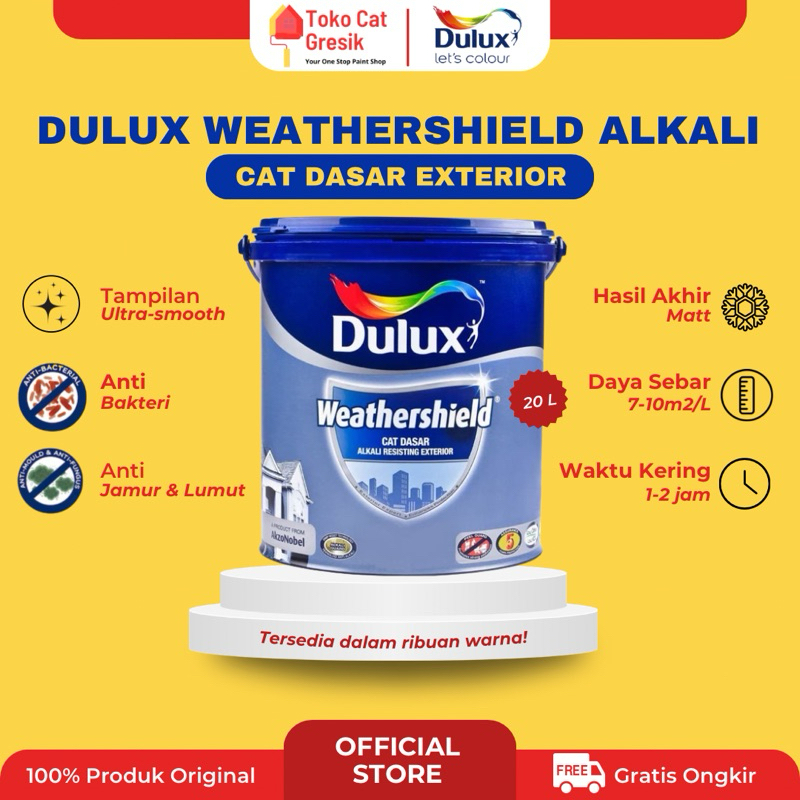 TERMURAH Cat Dasar Dulux Weathershield Alkali Resisting Exterior abu muda 20L