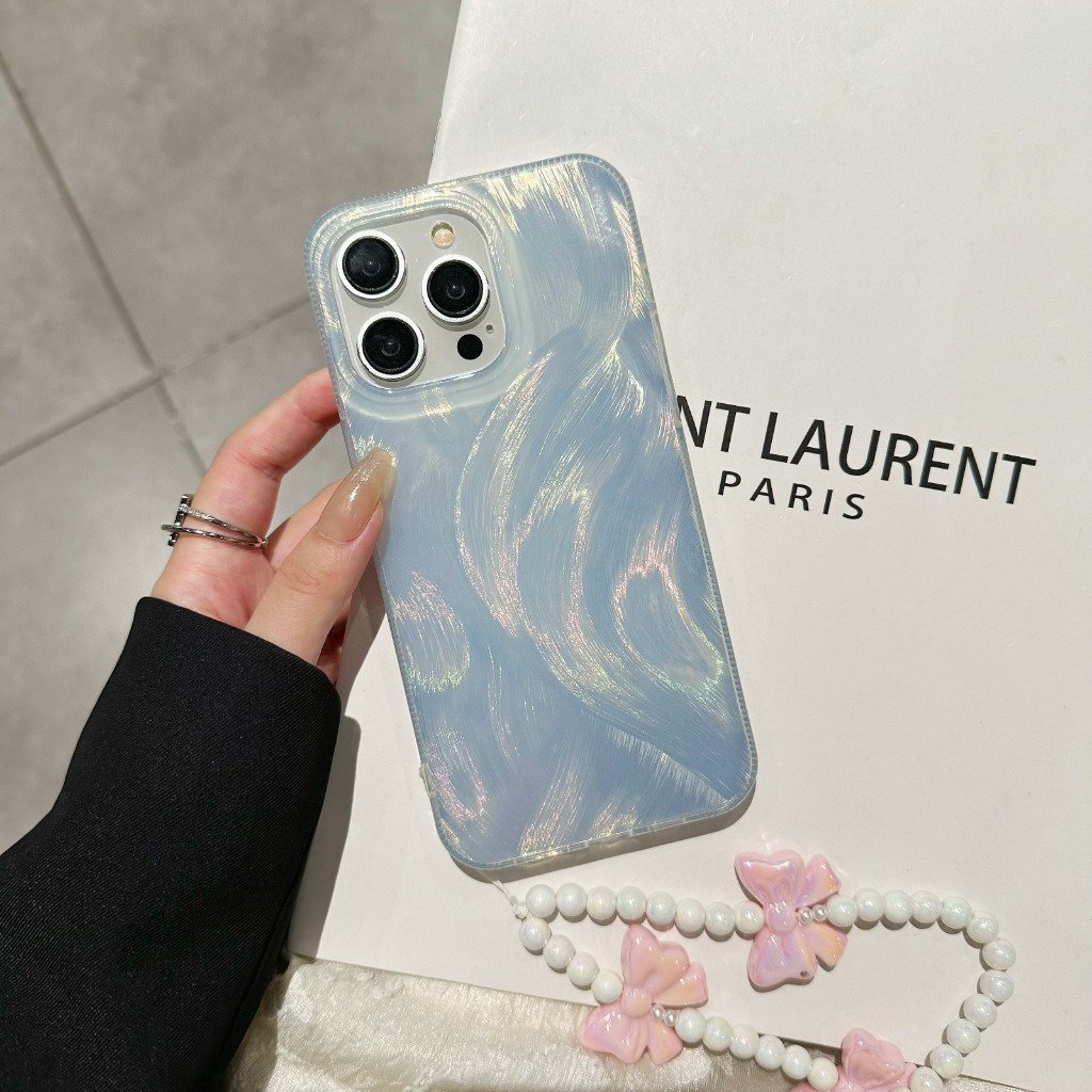 GC168 CLARITY Swirl Hologram Case Silver Textured With Charm - Hardcase/ Casing For VIVO Y71 Y81 Y81