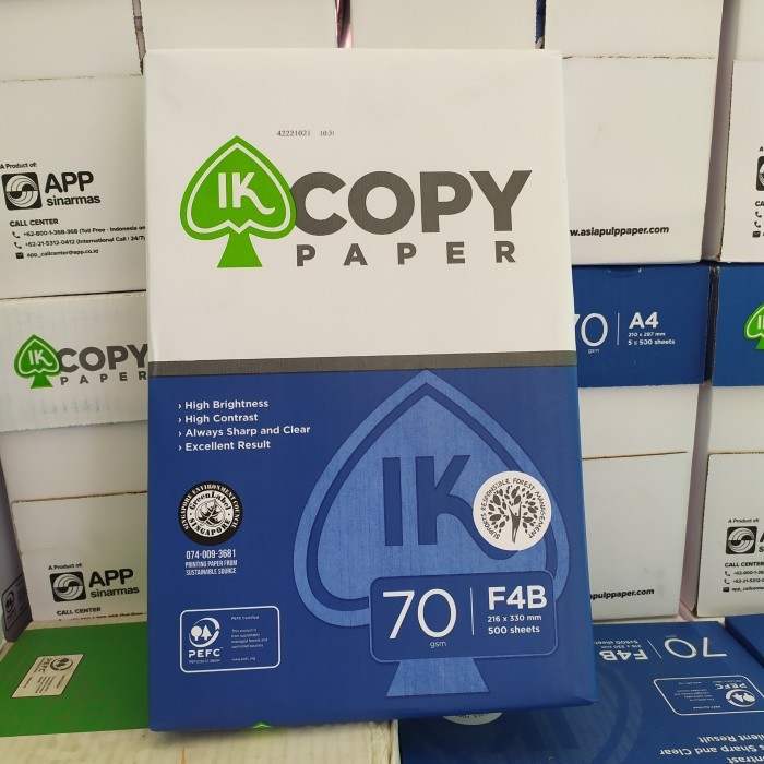 

KERTAS HVS UKURAN F4 / COPY PAPER / KERTAS FOTOKOPI 70 GSM 100 LEMBAR