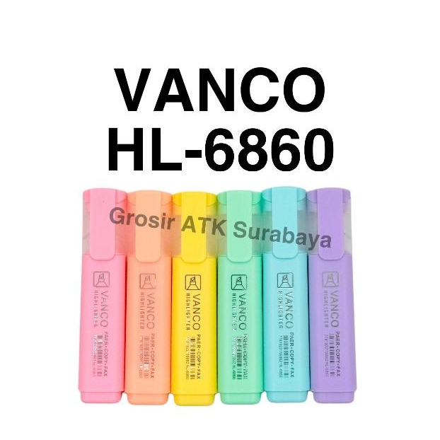 ( DAPAT 6 PCS ) HIGHLIGHTER SET VANCO HL-515 / Stabilo Set Vanco Warna Pastel HL-515