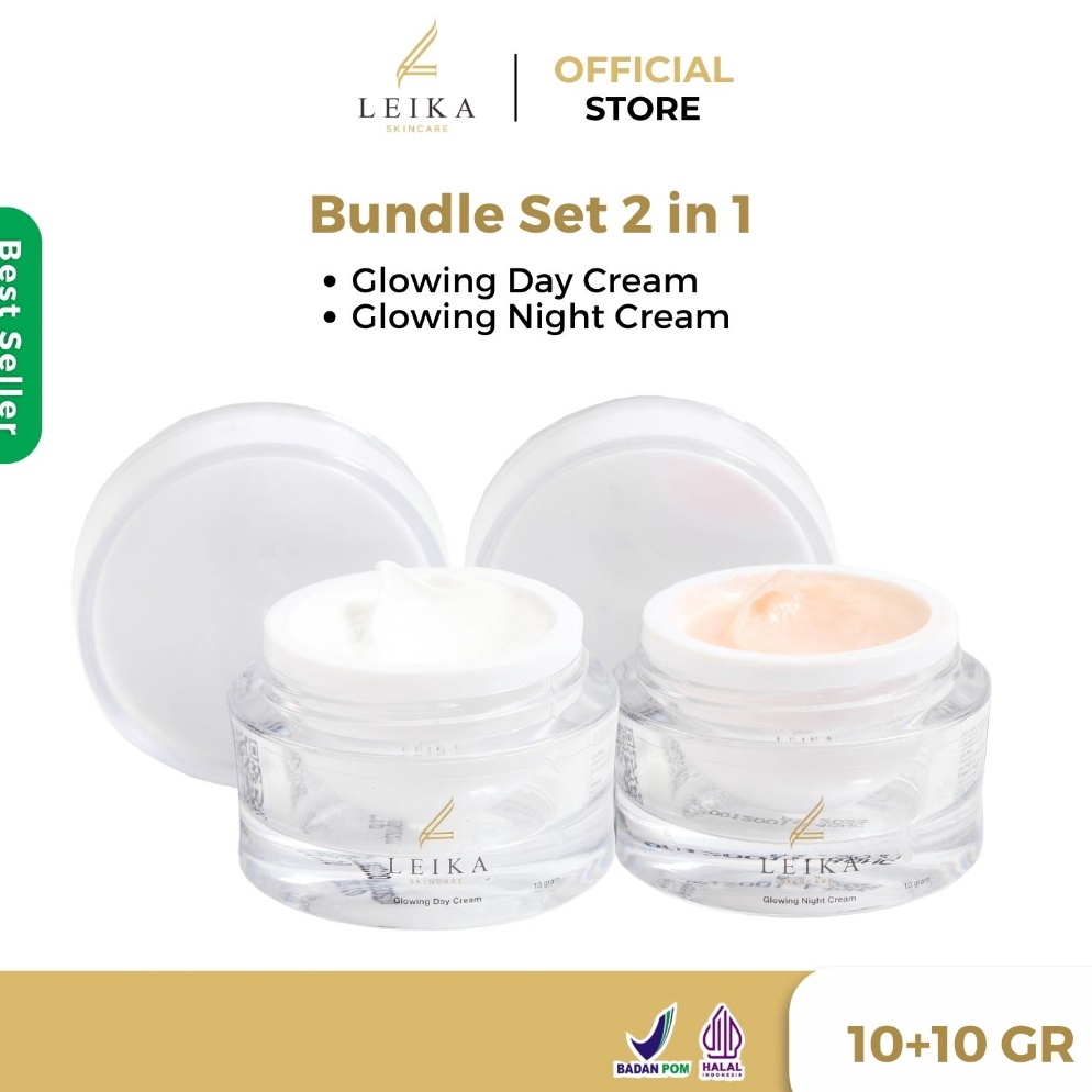 Promo Sekarang Leika Skincare 2 in 1 Glowing Day Cream  Glowing Night Cream Leika Skin Care Resmi BP