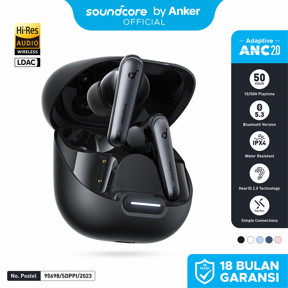 Soundcore by Anker Liberty 4 NC Earbuds Bluetooth 5.3 ANC Hi-Res Sound Earphones Wireless Charging T