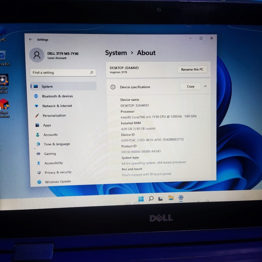 motherboard mobo dell 11 3179 m3-7y30 ram 4gb semua sudah tes win 11 pro normal bergaransi