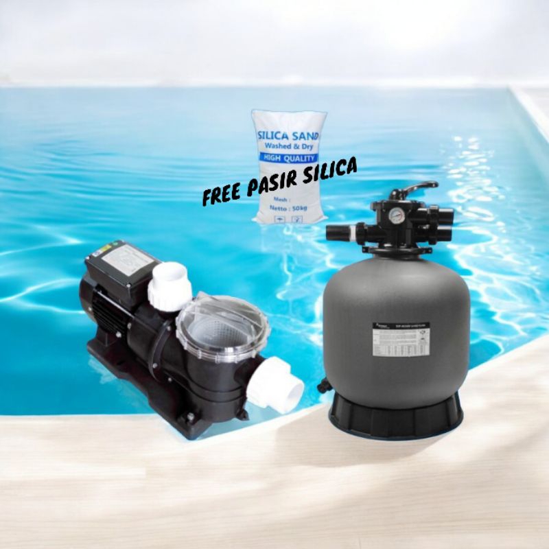 Mesin Pompa Air Kolam Renang 1HP + Sand Filter 16" Paket Kolam Renang