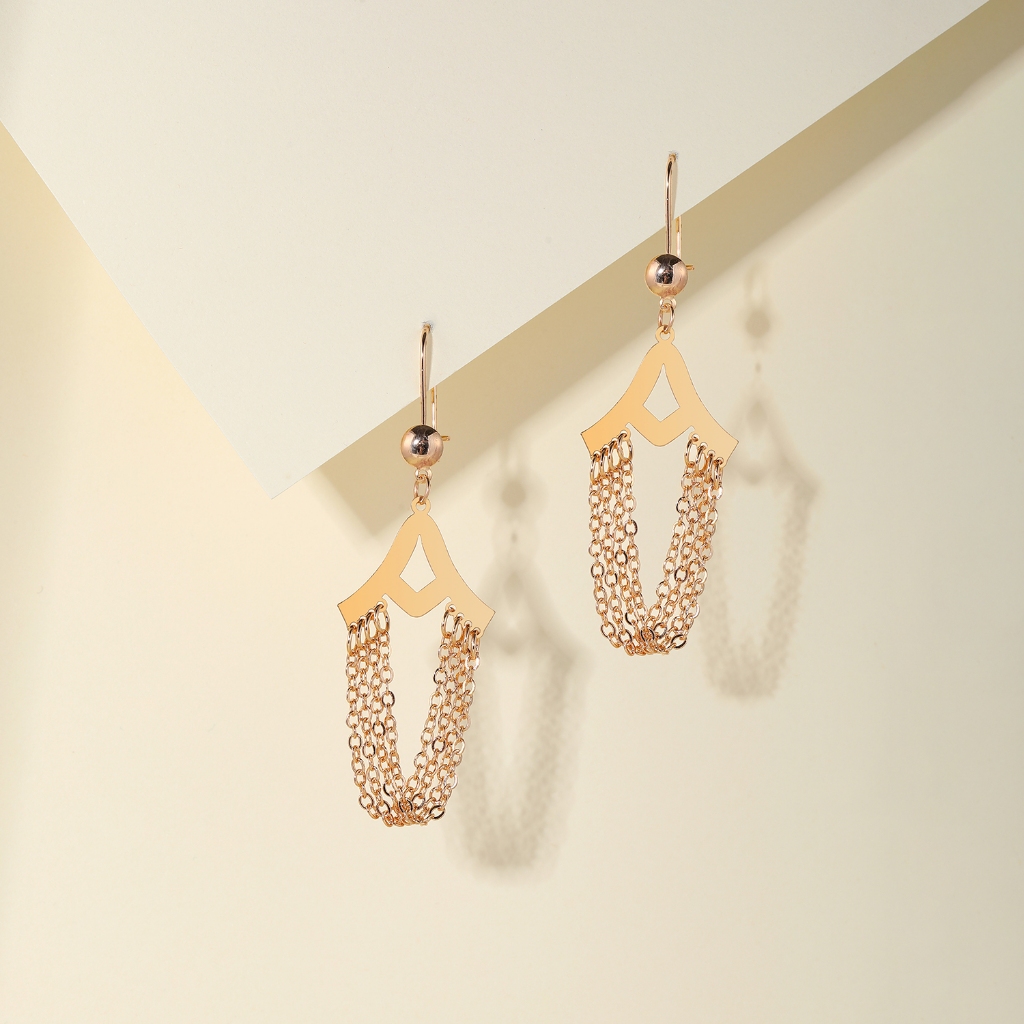 Termurah Hyl Jewelry Cod Anting Titanium Wanita Emas Muda Anti Karat Dewasa Tusuk Korea Asli Panjang