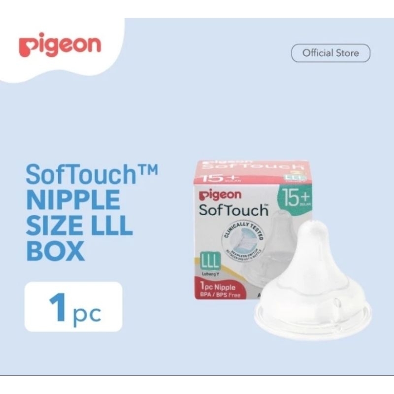 Pigeon Softtouch Plus nipple 1pc box LLL karet dot wideneck LLL.isi 1