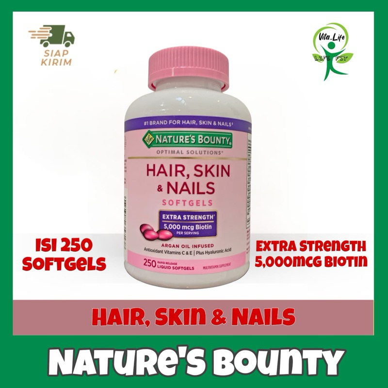 Natures Bounty HAIR SKIN & NAILS with Biotin 5000 mg - 250 sgels