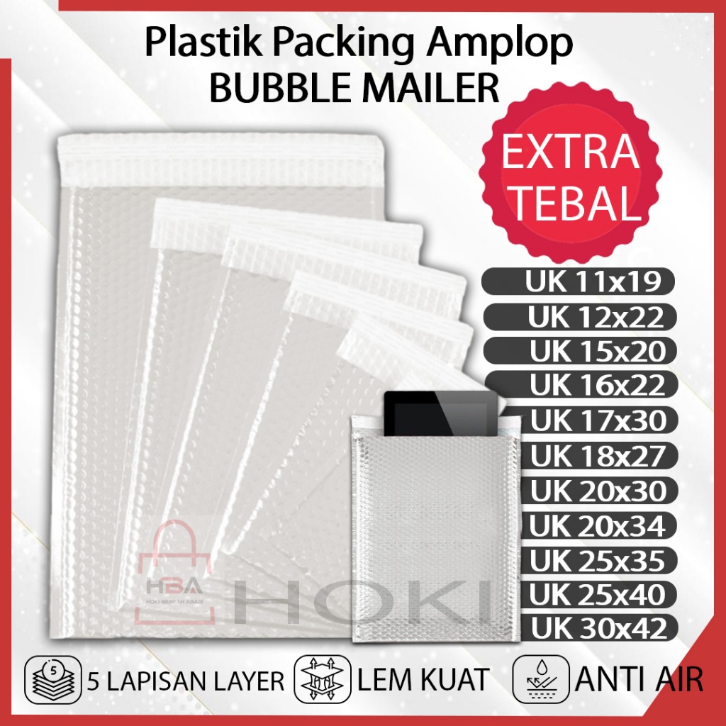 

Kantong Plastik Packing Amplop BUBBLE MAILER Putih WHITE Bubble Wrap Polymailer Bungkus Paket Olshop Premium