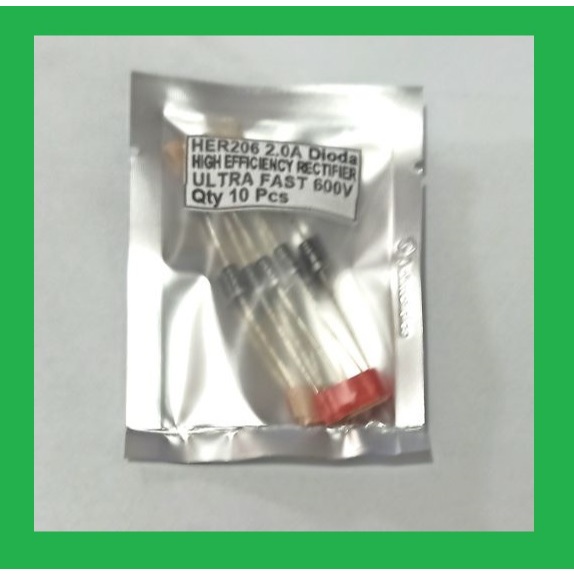 Qty 10 Pcs HER206 2.0A Dioda HIGH EFFICIENCY RECTIFIER ULTRA FAST 600V