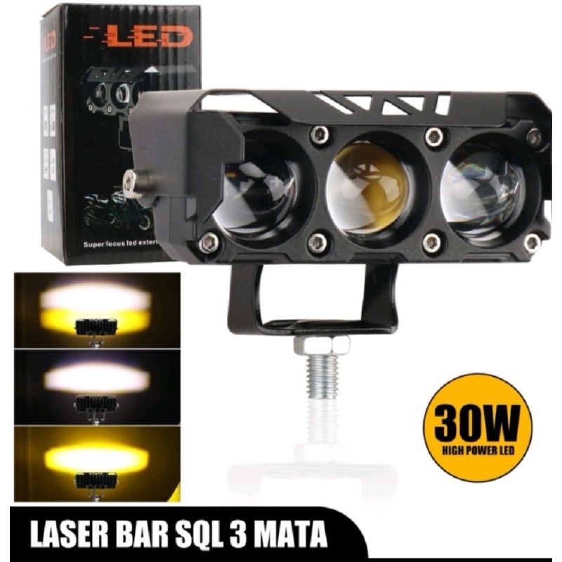 LAMPU TEMBAK LASER SQL 4MATA super terang HIGH LOW PUTIH KUNING buat motor mobi