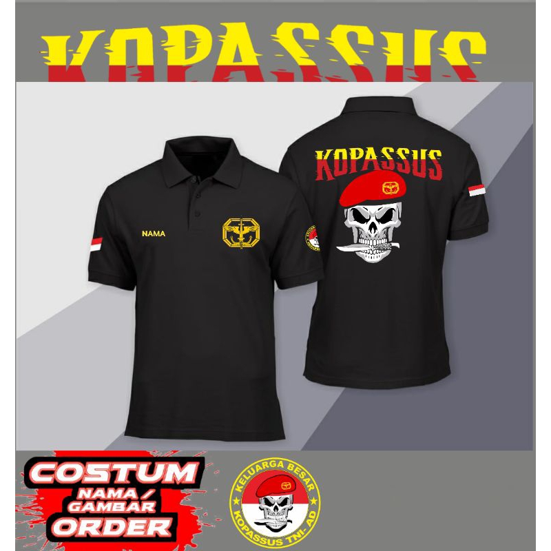 kaos kopassus polo lengan pendek/tni ad