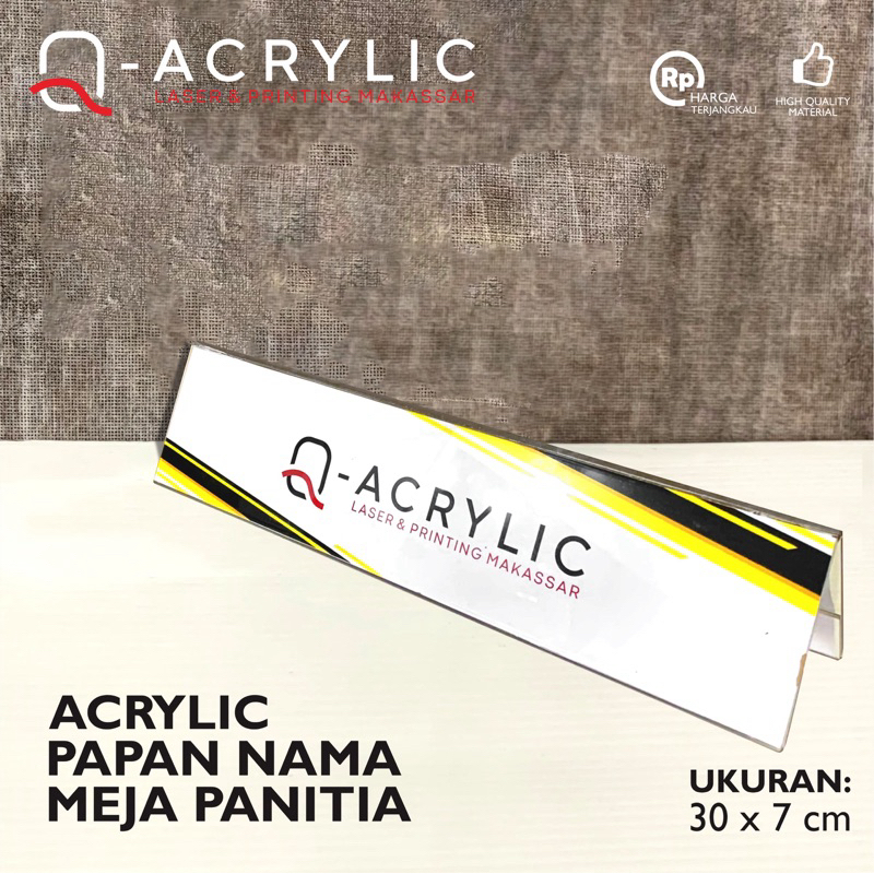 

Akrilik Nama Meja Panitia 30 x 7 cm | Stand Acrylic | Tent Card