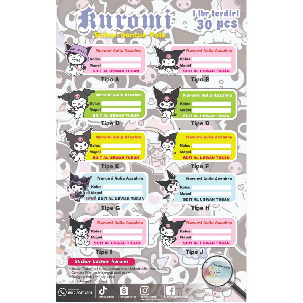 

STIKER CUSTOM NAMA UNTUK SAMPUL KUROMI