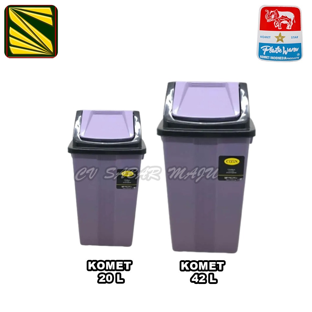 Komet Star Tempat Sampah Dapur, Tong Sampah + Tutup Segi 20 Liter & 42 Liter