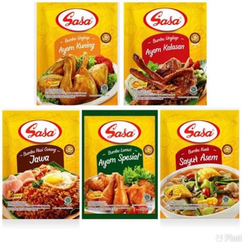 

Bumbu Instant SASA (Ayam Spesial, Ayam Kalasan, Ayam Kuning, Sayur Asem, Sayur Sop, Nasi Goreng)