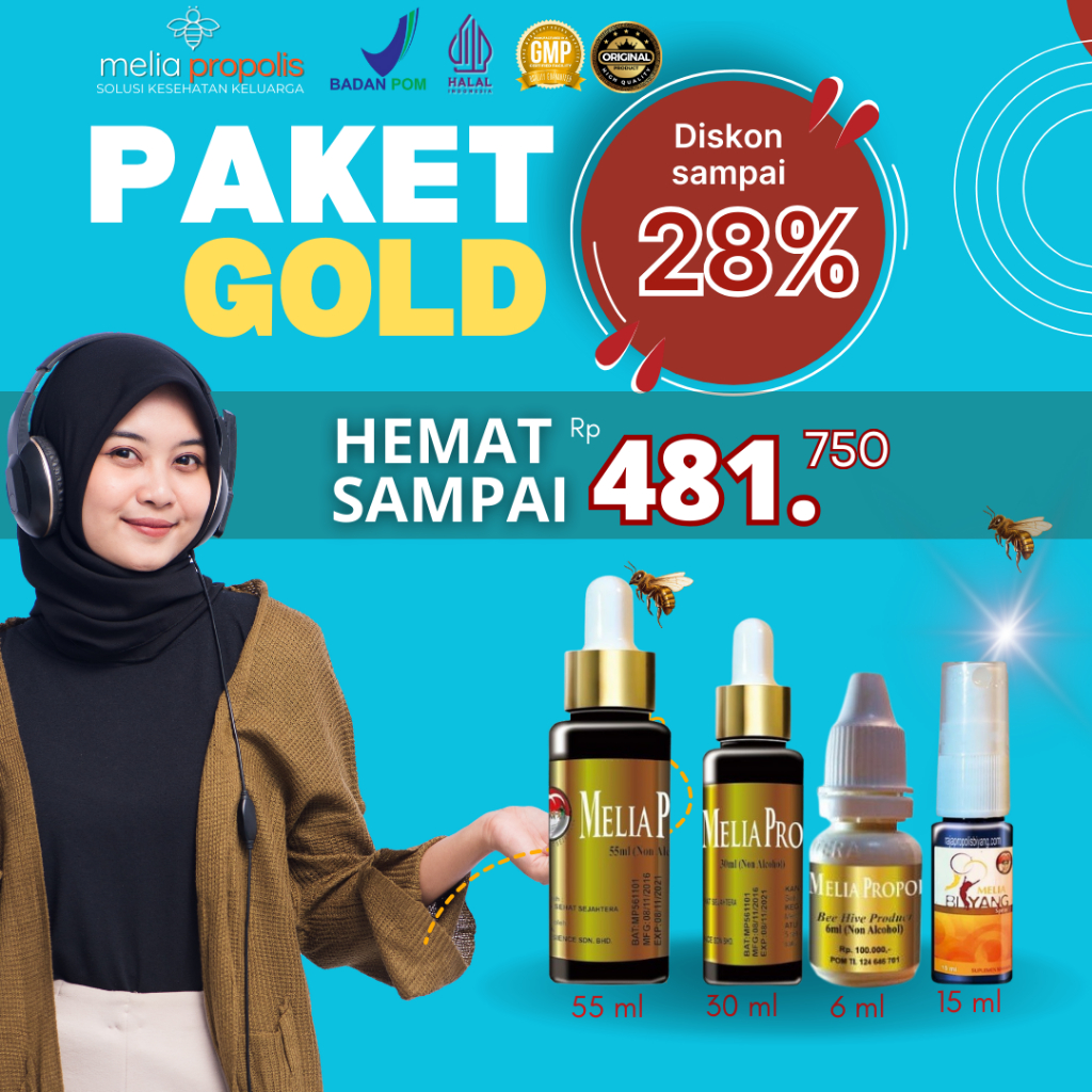Paket Gold-Detox Melia Propolis Biyang Original 100% Asli Antivirus Stamina Nutrisi Diet And Detoks 