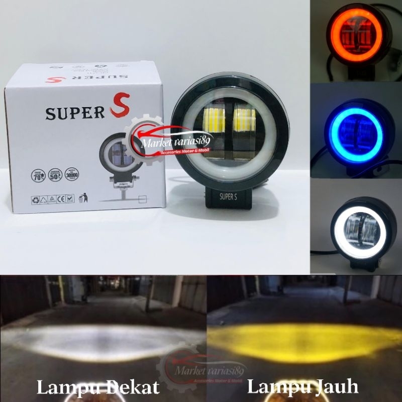 Lampu Tembak Sorot LED CWL 2 Mata Lensa Bulat 20 watt Cree Angel Eye Bulat Waterproof