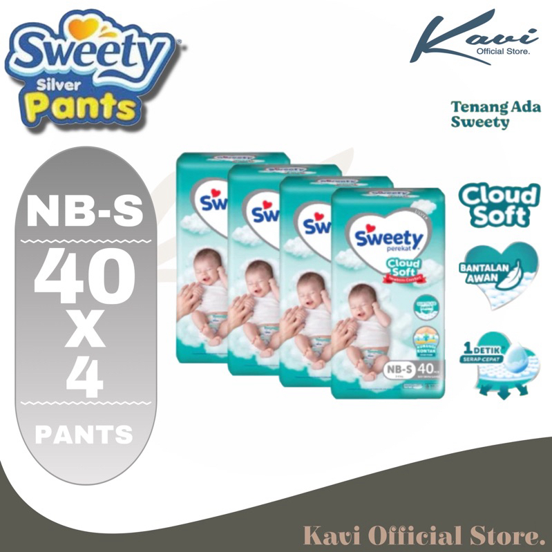 PROMO SWEETY SILVER TAPE COMFORT NB-S40 x 4 - Pampers / Popok Perekat Bayi baru lahir Sweety silver 